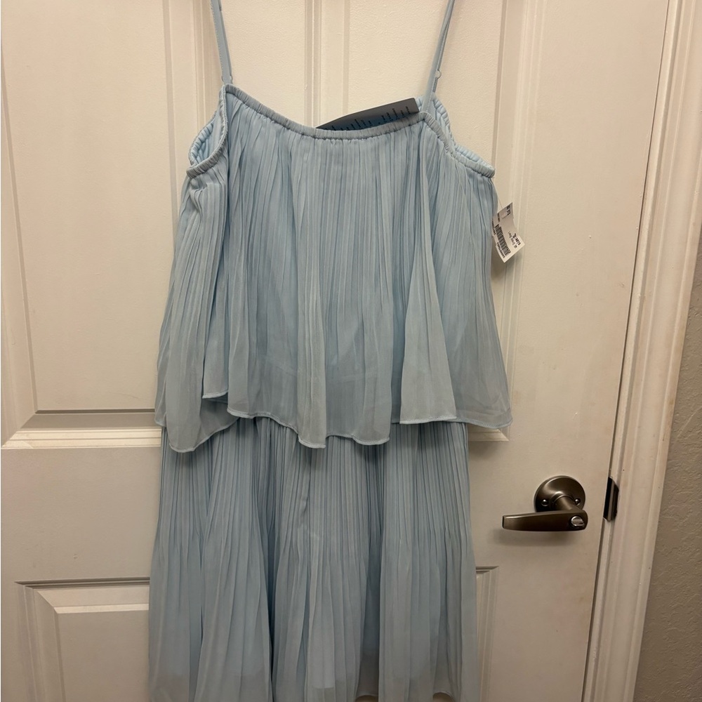 Light Blue Pleated Dress